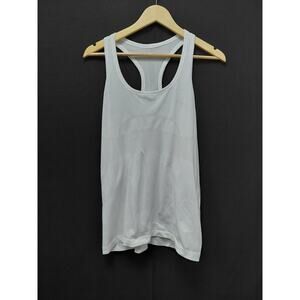 Lululemon logo  Racerback Tank Top White Solid Knit Sleeveless Size 12